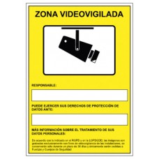 SEÑAL HOMOLOGADA AVISO CAMARAS DE VIGILANCIA 24 HORAS 210x297MM PVC AMARILLO ARCHIVO2000 6172-09 AM (Espera 4 dias)